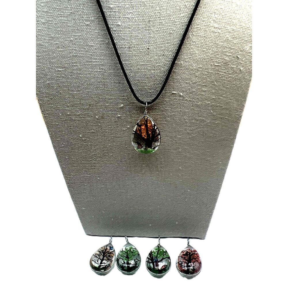 New Nature Motif Teardrop Shape Multiple Pendants Jewelry Set
